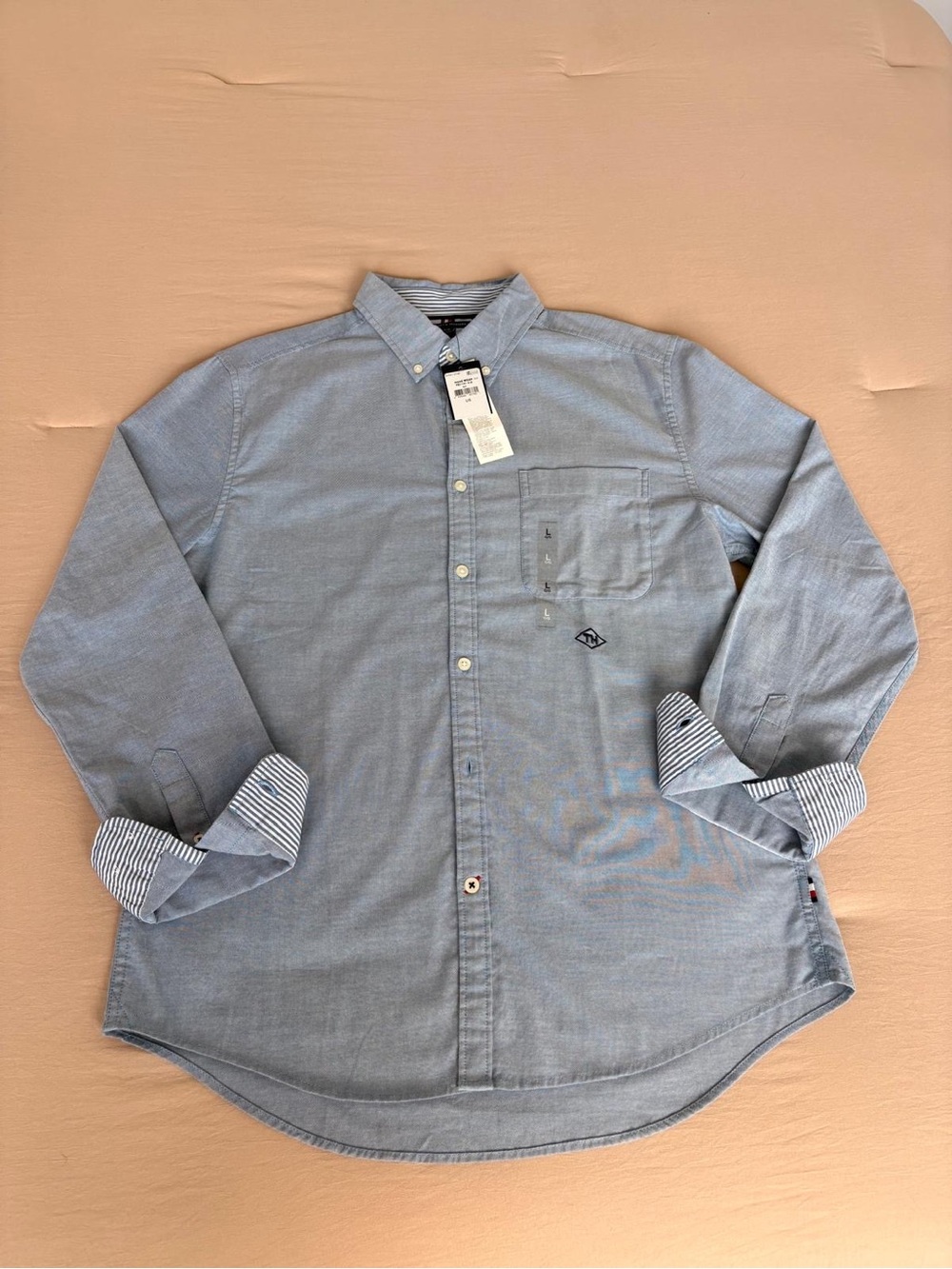 Tommy Hilfiger Men's Sky Blue Long-Sleeve Button-Down Shirt